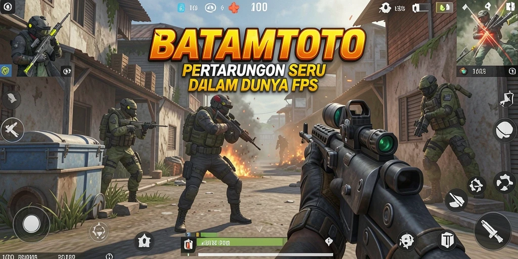 Screenshot gameplay intens dari BATAMTOTO yang menunjukkan pertempuran FPS.