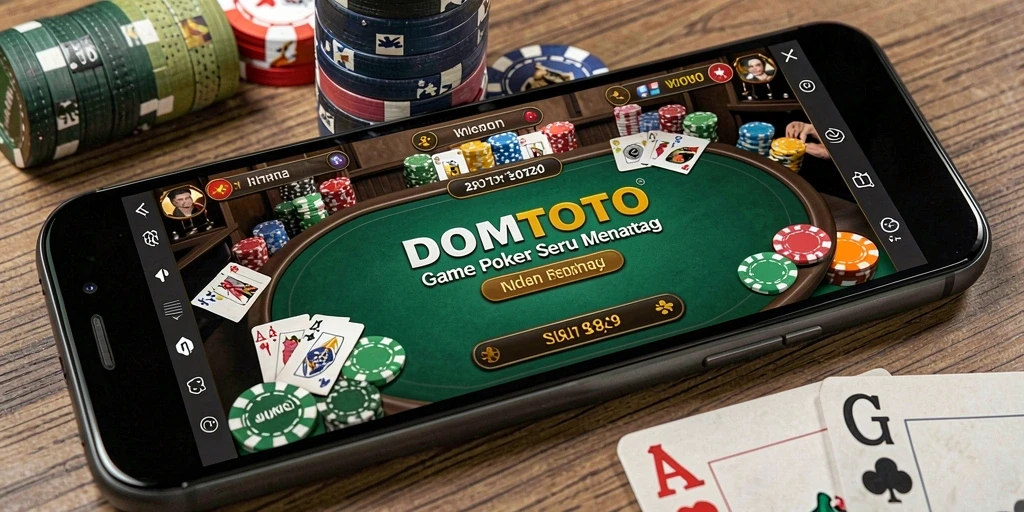 Screenshot DOMTOTO menampilkan pemain sedang berkompetisi dalam permainan Poker yang seru.