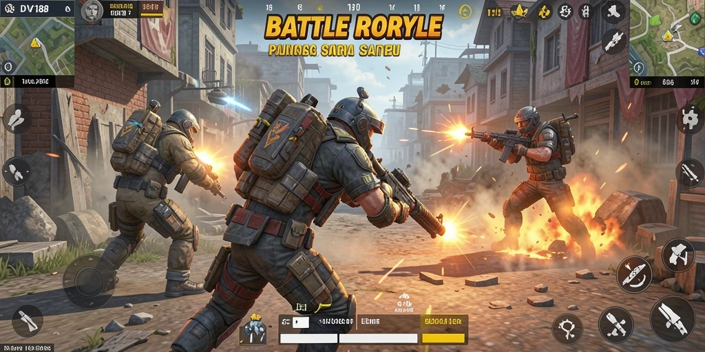 Gameplay mendebarkan dalam pertempuran Battle Royale.