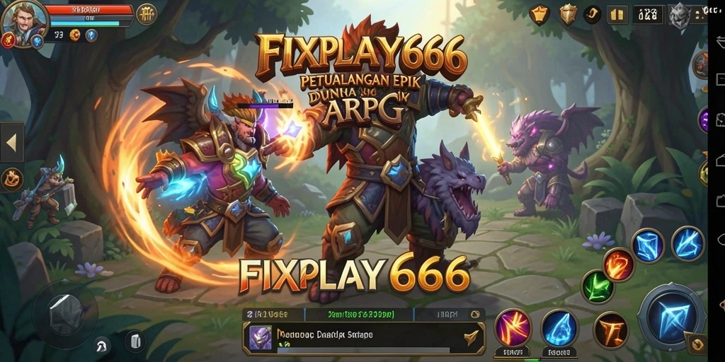 Screenshot FIXPLAY666 menampilkan pertarungan intens dalam gameplay ARPG.