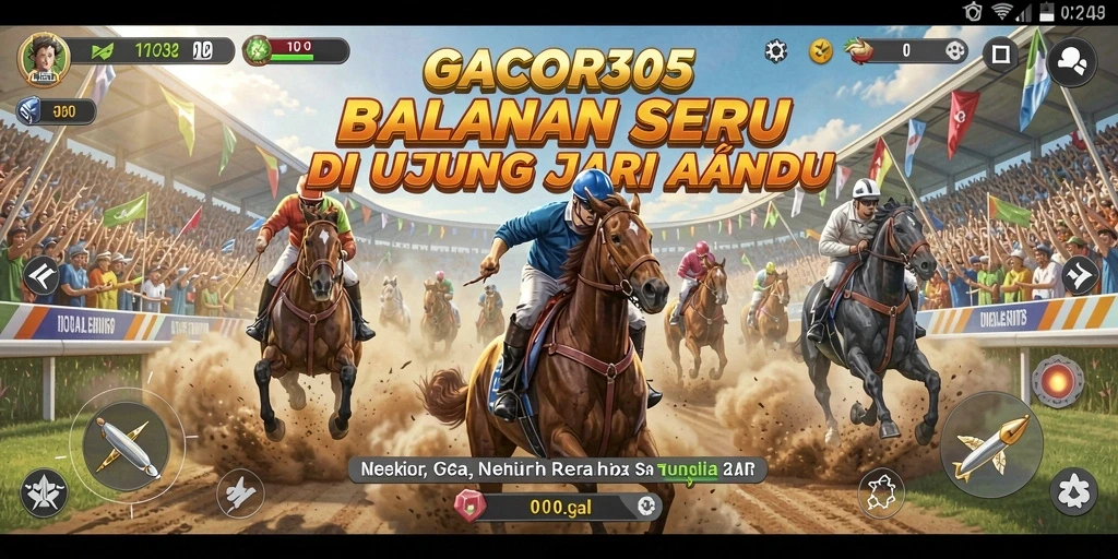 Screenshot gameplay GACOR305 menampilkan serunya balapan di lintasan.