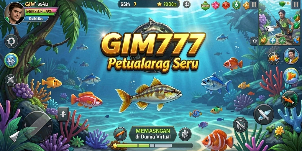 Tampilan gameplay GIM777 yang menampilkan keasyikan memancing di laut.