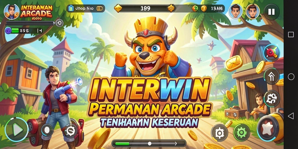 Tampilan utama INTERWIN menampilkan gameplay Arcade yang seru dan menantang.