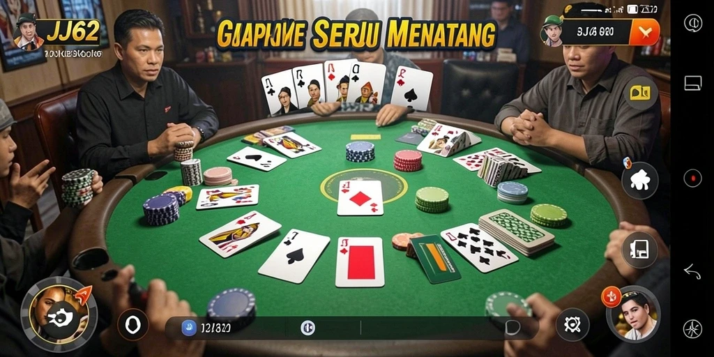 Screenshot gameplay <strong>JJ62</strong> menampilkan momen seru dalam bermain Gaple.