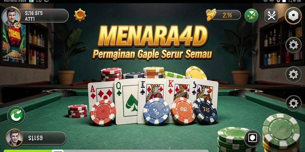Screenshot MENARA4D menampilkan gameplay seru dan interaktif Gaple.
