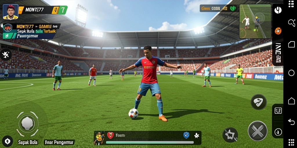 Gameplay MONTE77 yang menegangkan dan menarik, penuh aksi sepak bola.