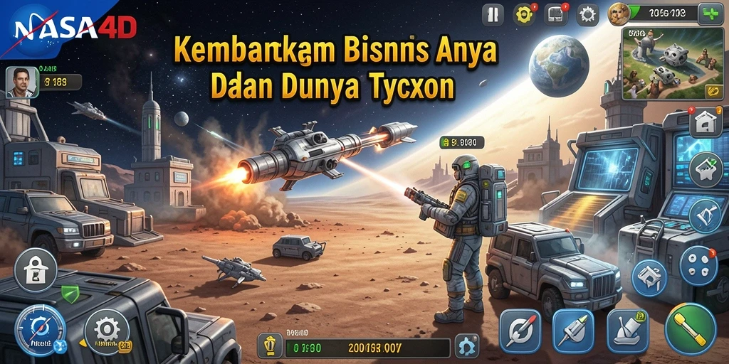 Screenshot utama menunjukkan gameplay seru dalam mengelola bisnis Tycoon.