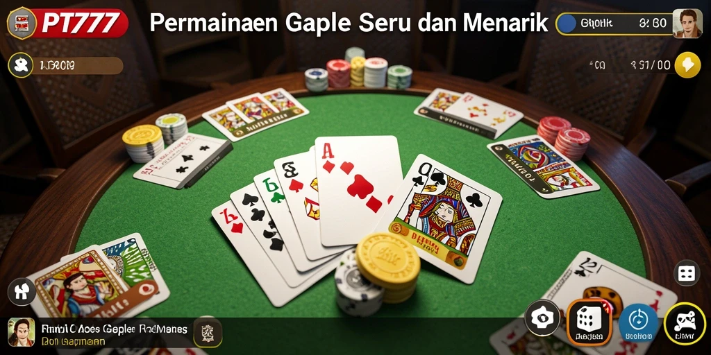 Screenshot PT777 menampilkan gameplay Gaple yang seru dan interaktif.