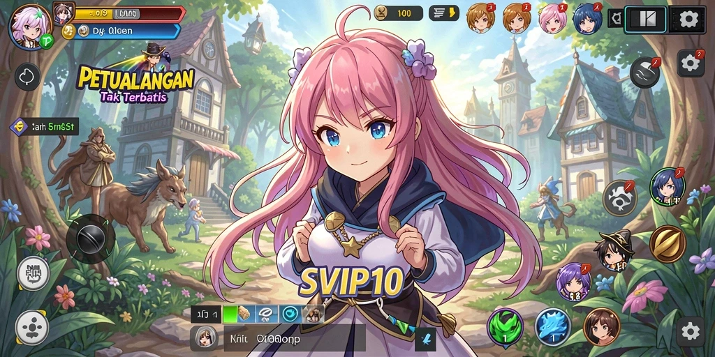 Screenshot utama SVIP10 menampilkan aksi seru karakter Anime.