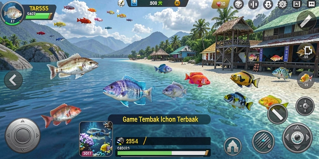 Screenshot TAR555 menunjukkan aksi seru dalam game Tembak Ikan.