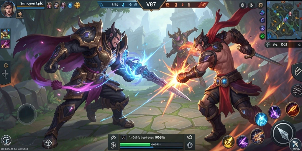 Tampilan menarik dari gameplay MOBA V87 yang intens dan mendebarkan.
